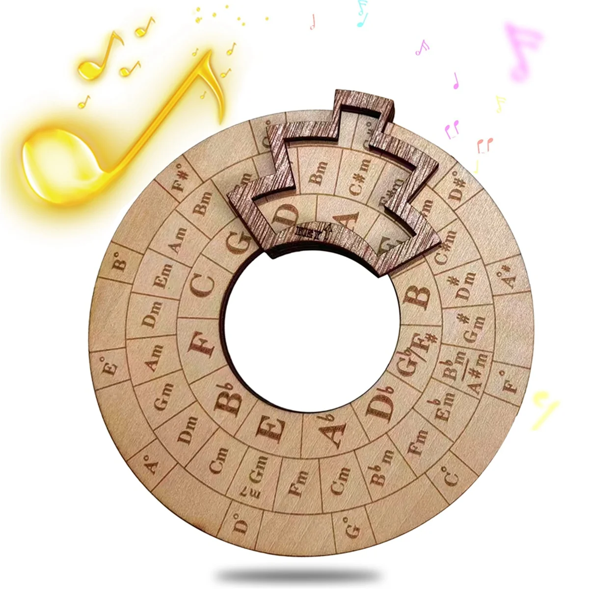 Wooden Melody Tool Music Instrument Wood Melody Maker Circle of Fifths Wheel, Circle Wooden Wheel and Musical