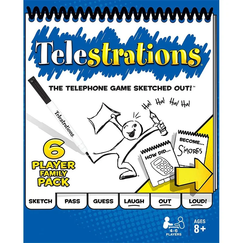 Telestrations Board Game - Telephone Game - Fun Family Drawing Game for Kids and Adults