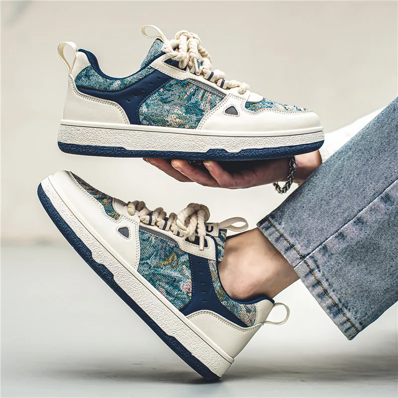 2023 Starry Night Oil Painting Shoes for Men Original Casual Sneakers Sports Designer Shoes Vintage Footwear Artist\'s painting