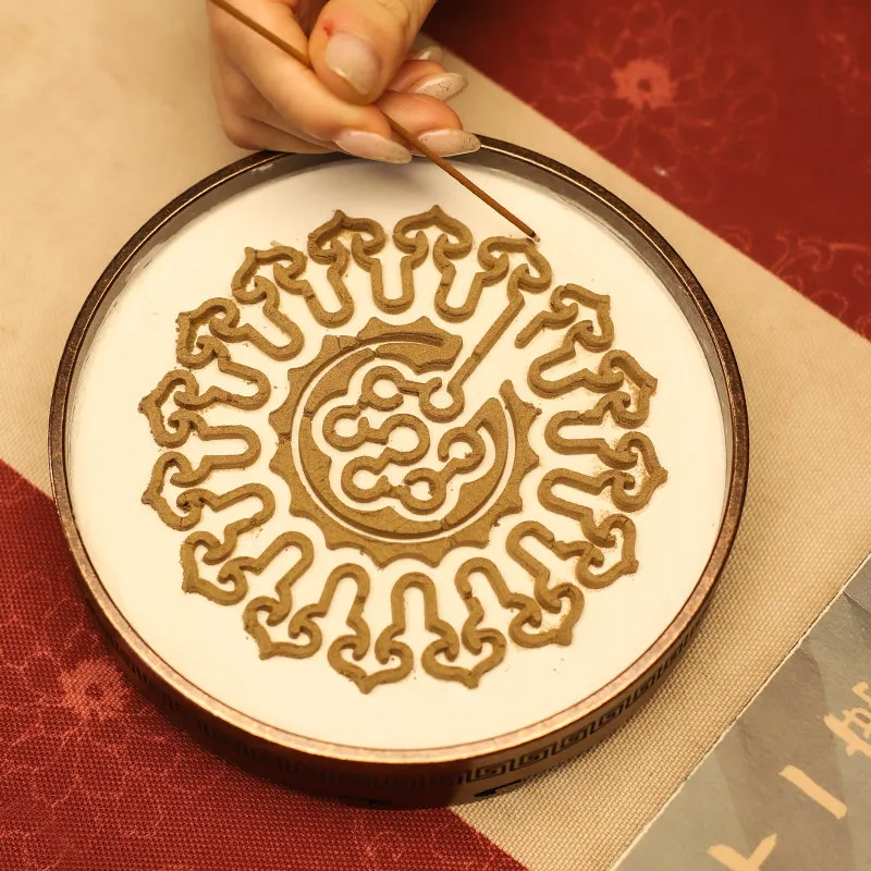 Purple Copper Color Four-legged Ancient-style Fragrance Tray Incense Pure Brass Incense Burner Household Indoor Office 12 Cm