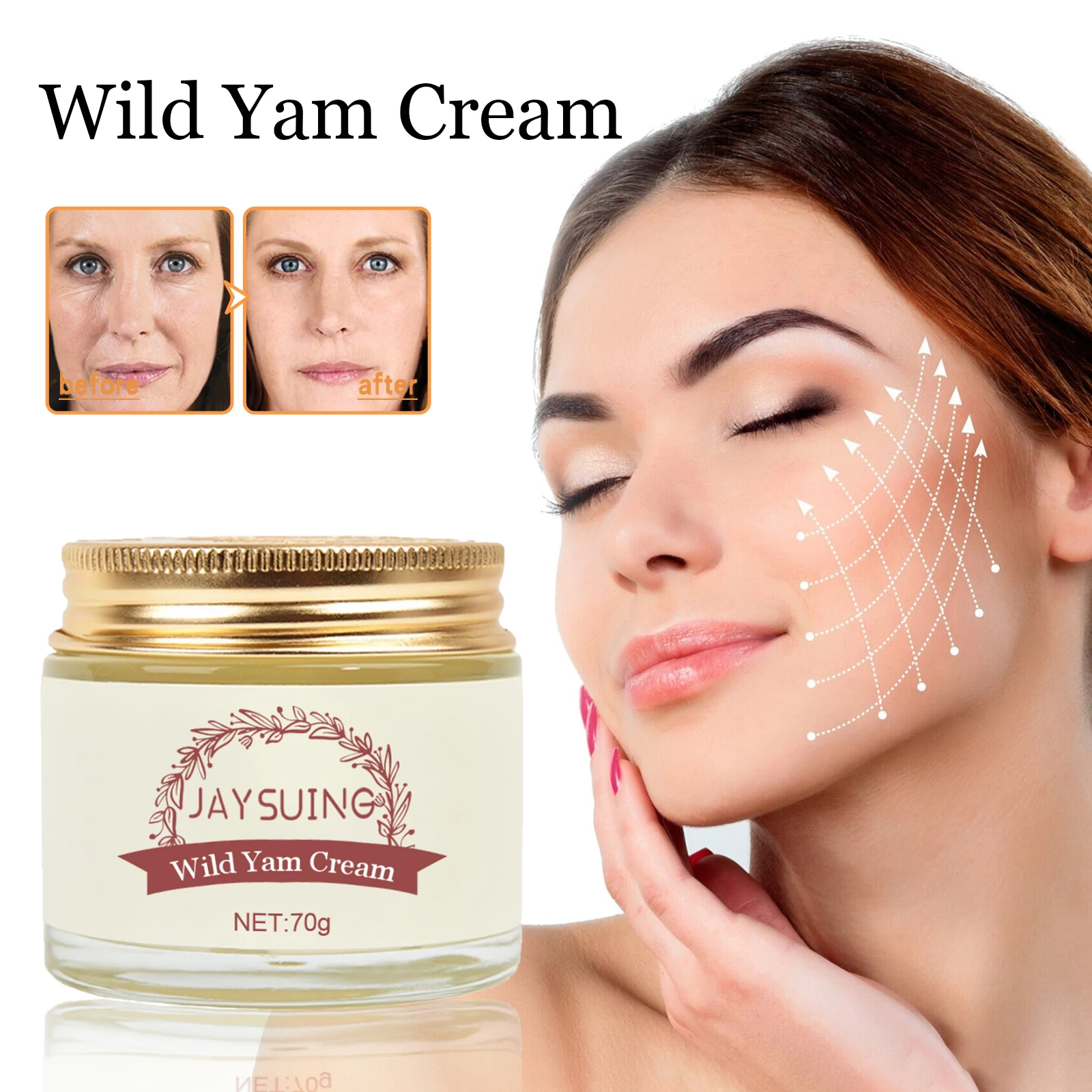

Wild yam face cream removes wrinkles, brightens skin tone, nourishes and moisturizes facial skin, suitable for all skin types