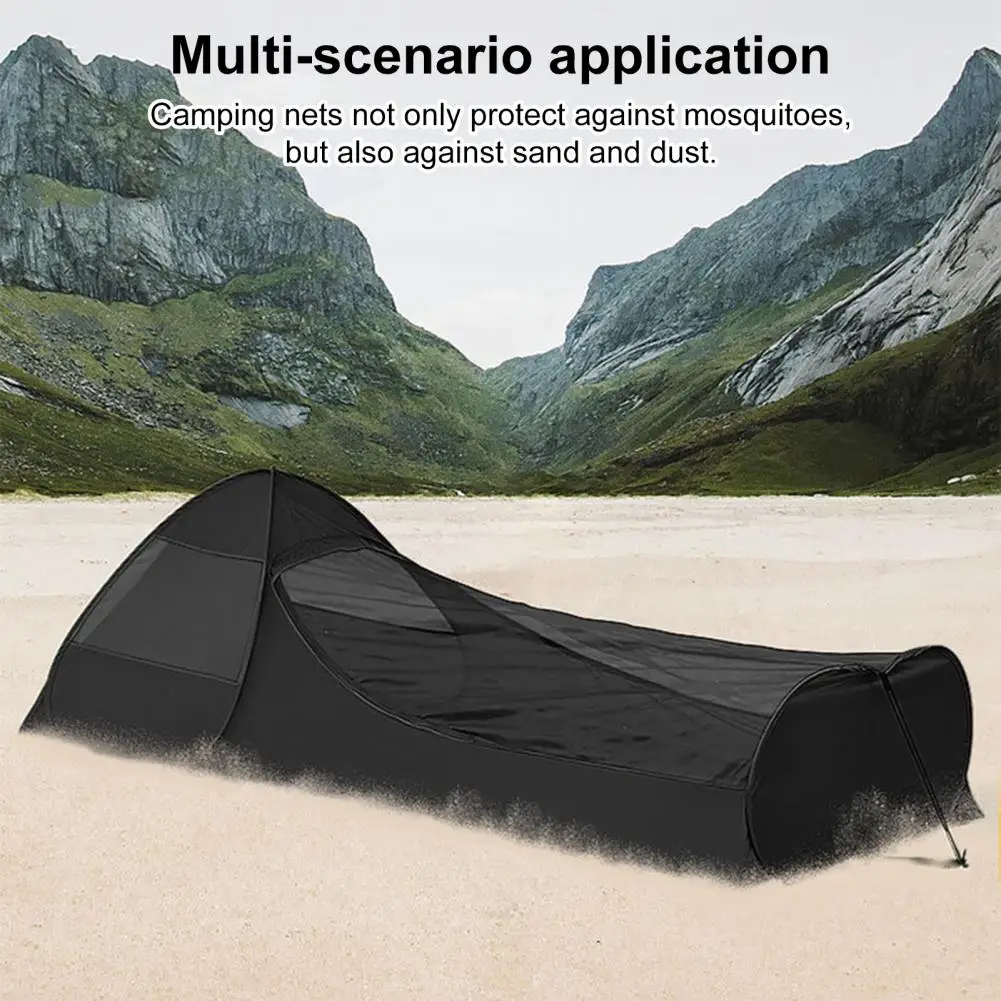 

Outdoor Single Person Bed Breathable Camping Tent Portable Lightweight Pop-up Tent with Phone Holder Breathable Net for Outdoor