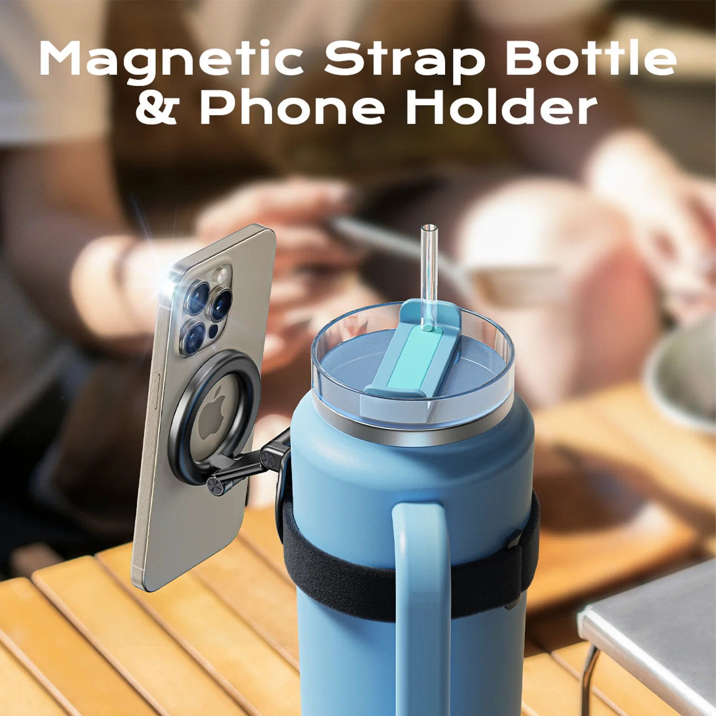 Magsafe Water Bottle Accessory Stroller Phone Holder Fitness Accessory for Stanley 10-60oz Yeti Tumbler for iPhone and Android