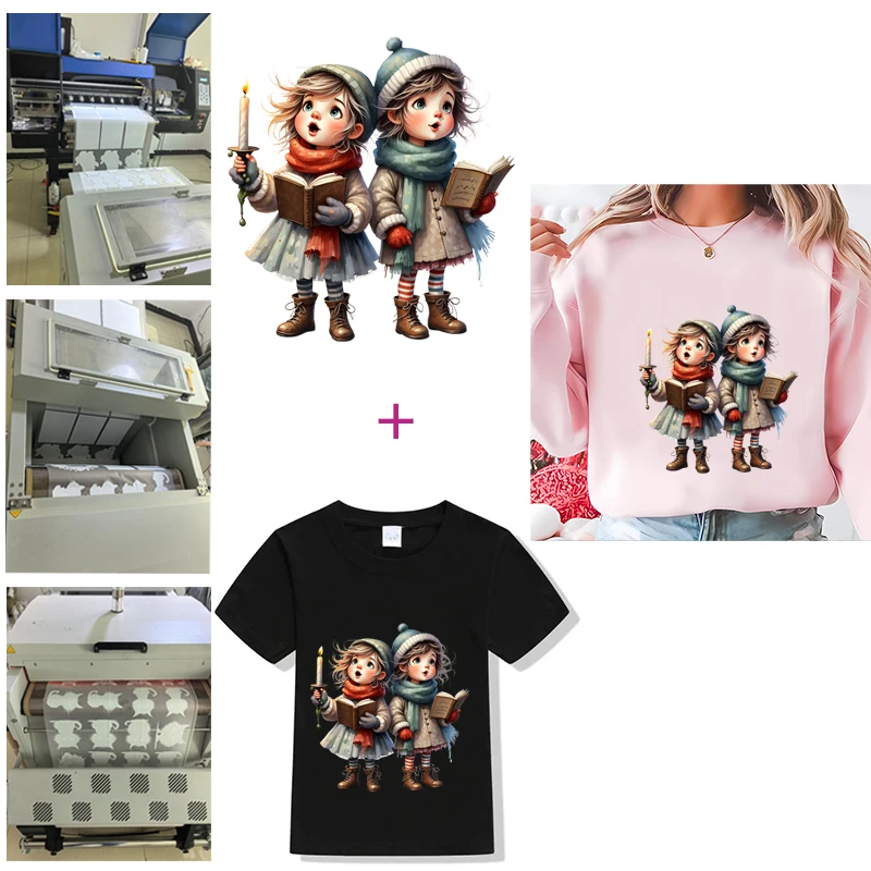 Christmas people sing loudly Set transfer iron on printing vinyl stickers T-shirt stickers DIY Toy doll clothing decoration