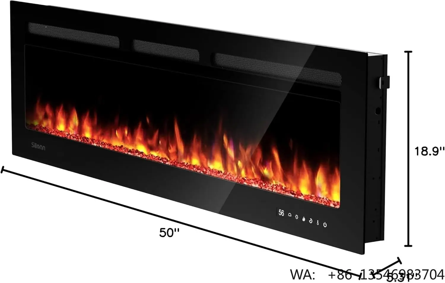 Ultra Slim Kalsubo 50 Inch Smart Electric Fireplace Heater WiFi App Control 4777 BTU Wall Mount Recessed 20 Flame Colors Timer