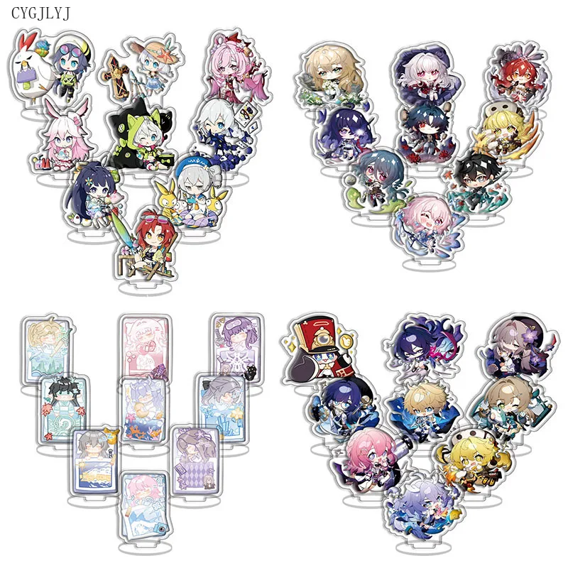 9pcs/set Game Honkai Star Rail Arcylic Stand Robin Aventurine Firefly Acheron Black Swan Kawaii Figure Key Chain Cosplay Props