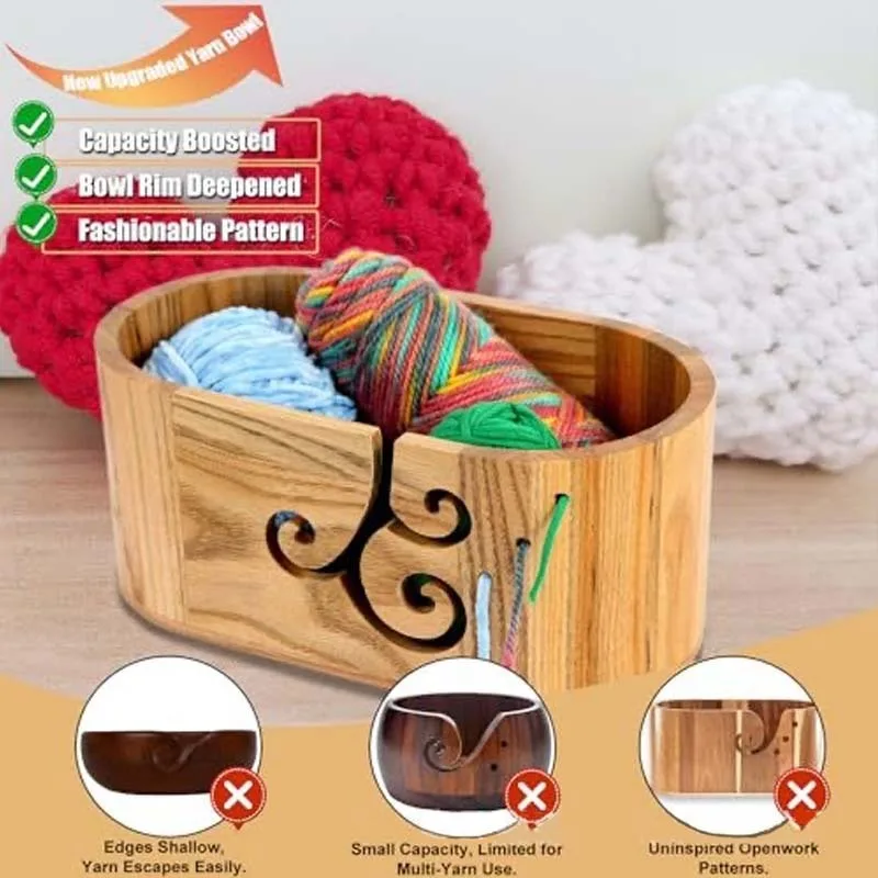 DIY Yarn Storage Knitting Tools Crochet Portable Wooden Storage Yarn Knitting Hook Holder Handmade Crocheting