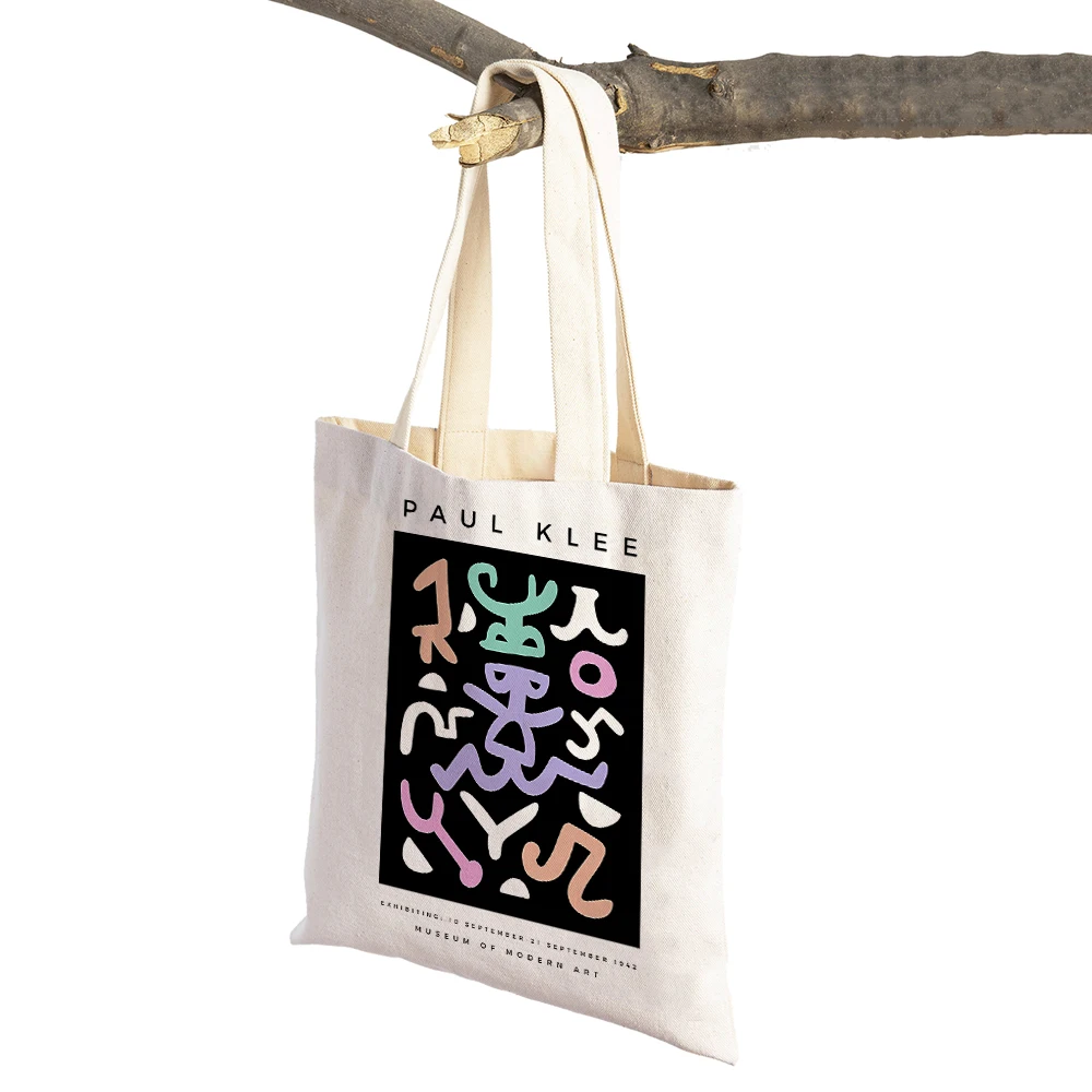 Vintage Abstract Picasso Matisse Face Women Supermarket Shopper Bags Nordic Lady Tote Handbag Canvas Shopping Bag