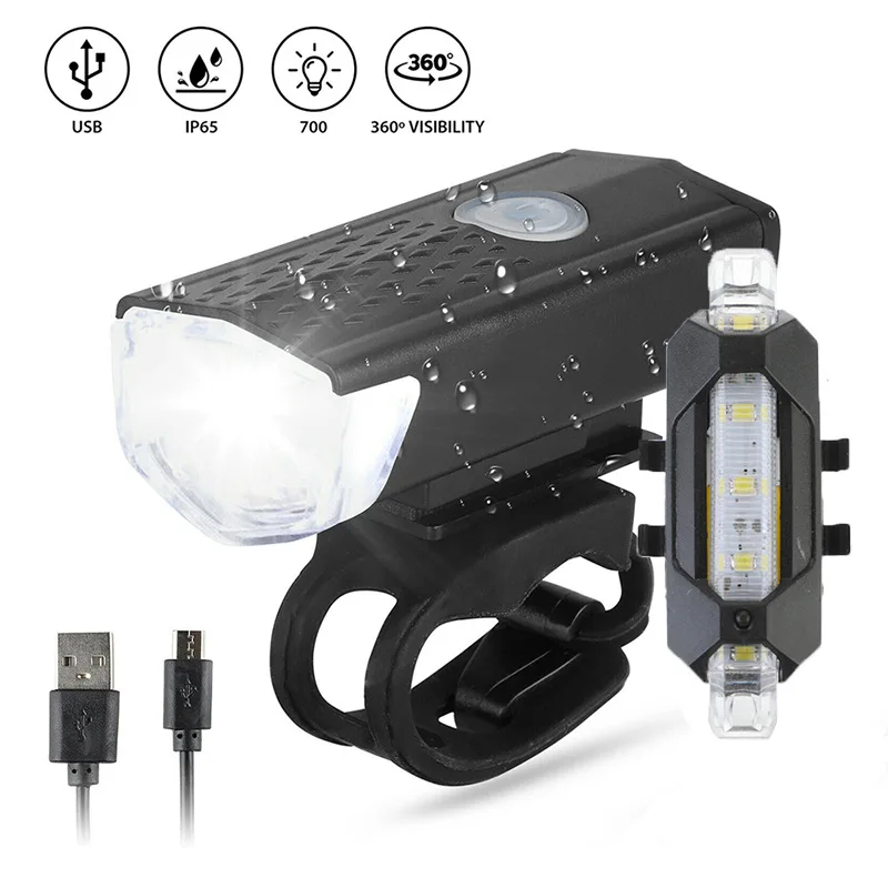 Rechargeable Bike Front Bicycle Lights Lamp Front Back Rear Taillight MTB Road Bike Headlight Bicycle Accessories Ciclismo Фонар