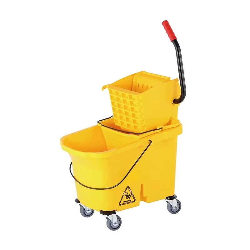 Yellow 40L Water Mopping Combo System with Hand Cleaning Cart Squeeze Mop Bucket and Wringer Wheels for Hotels