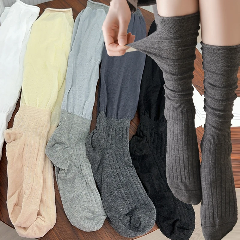 

Женские элегантные чулки до колена, длинные носки до икры, удобные дышащие однотонные милые повседневные эластичные ботинки, носки