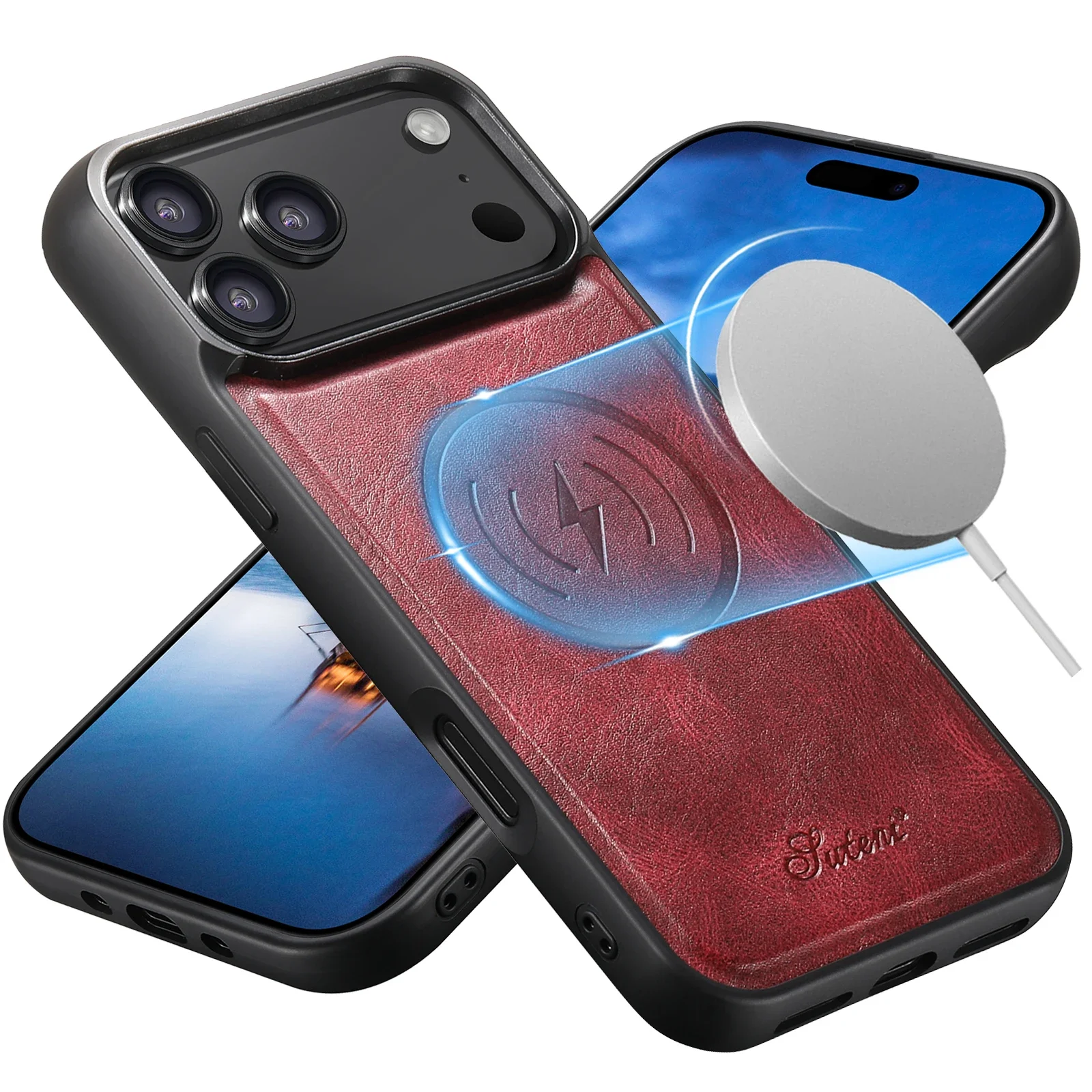 

Luxury Leather Oil Wax for Magsafe Phone Case For iPhone 17 Pro Max 16 Plus 16e 15 14 13 12 Pro Max Magnetic Lens Cover K0028