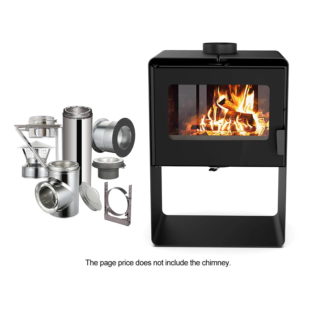 12KW R1203A Freestanding Modern Wood Burning Stove Indoor Heating Black Steel Durable Customable Wood Fireplace