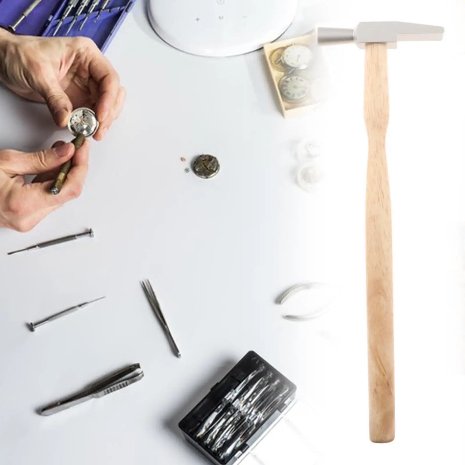 أداة إصلاح الساعة، أداة صيانة خفيفة الوزن، مصلح الساعات، مطرقة صغيرة مدمجة لإكسسوارات الساعة DIY