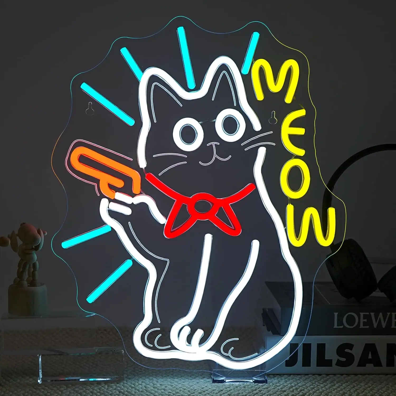 Gato bonito sinal de néon usb regulável led luz néon para o quarto sala de jogos homem caverna decoração para casa aniversário presente natal luz da noite