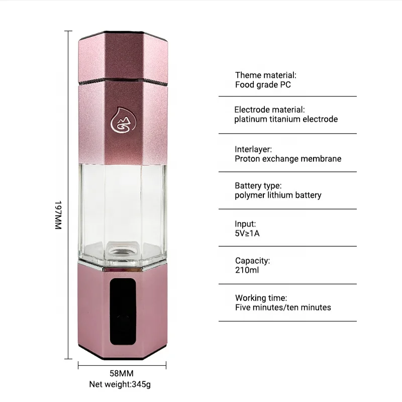 Electric Water Filter Usb Rechargeable Hydrogen Water Bottle Portable BPA Free 3000-5000ppb Hydrogen Water Bottle