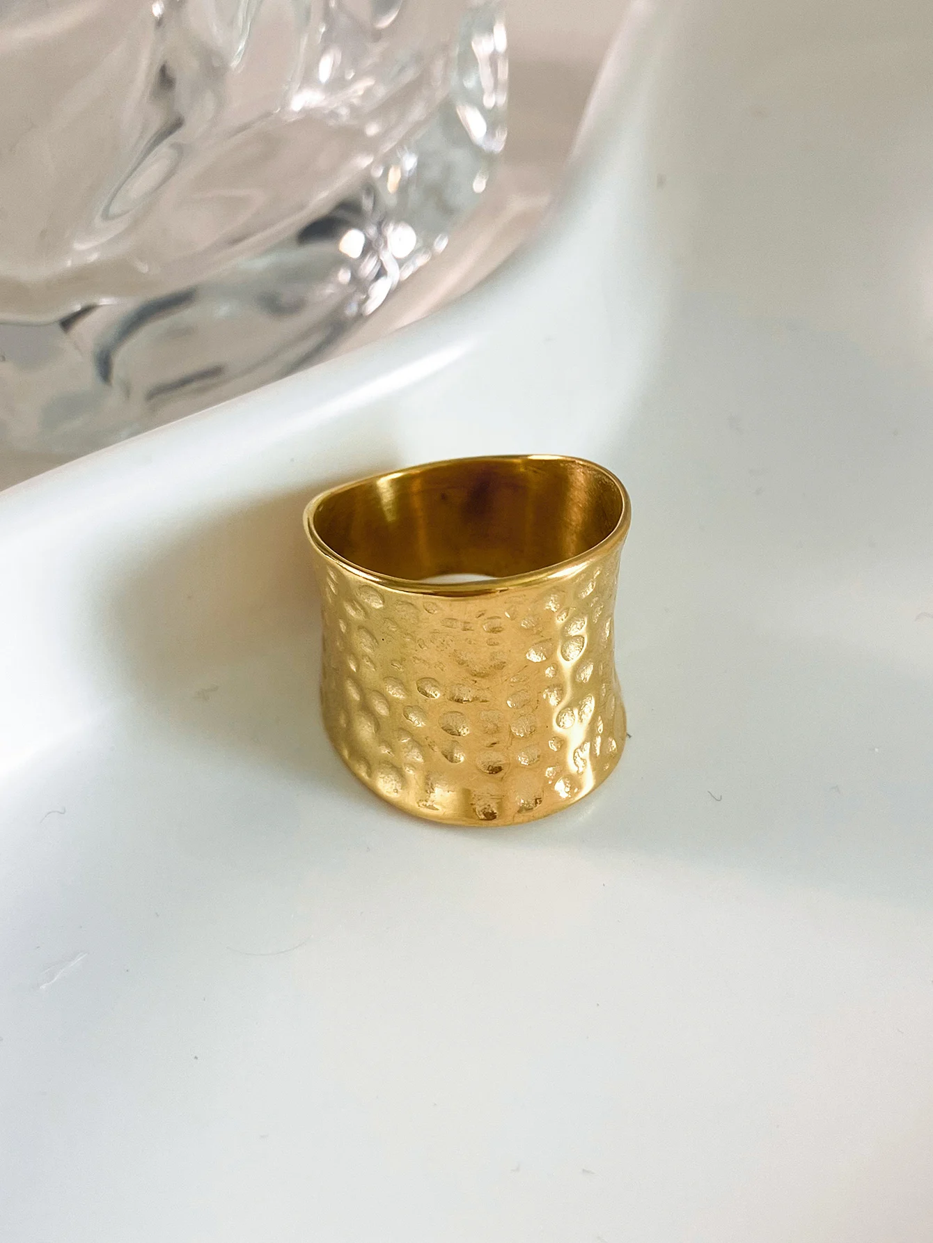 A French Style Vintage Fashion Stainless Steel Women\'s Simple Embossed Ring Daily Commuting Date Gift Valentine\'s Day