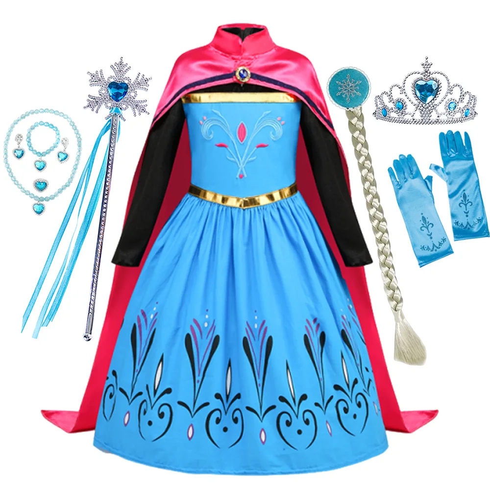 Disfraz de princesa Reina de la nieve para niña, Vestido de Elsa, Vestido de fiesta de cumpleaños, Vestido de Carnaval de Halloween para niños