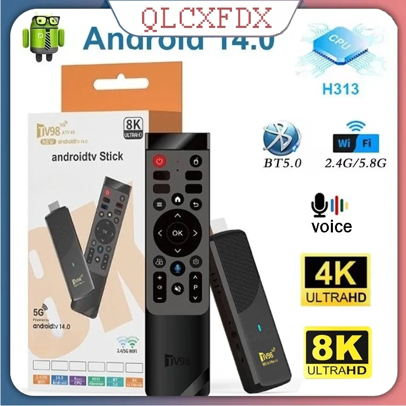 TV98 ATV X9 Smart TV Stick Android14 Allwinner H313 OTA 1/8 ГБ 2/16 ГБ Поддержка HD 4K Медиаплеер 5G Wi-Fi6 HDR10 Голосовой пульт дистанционного управления iptv
