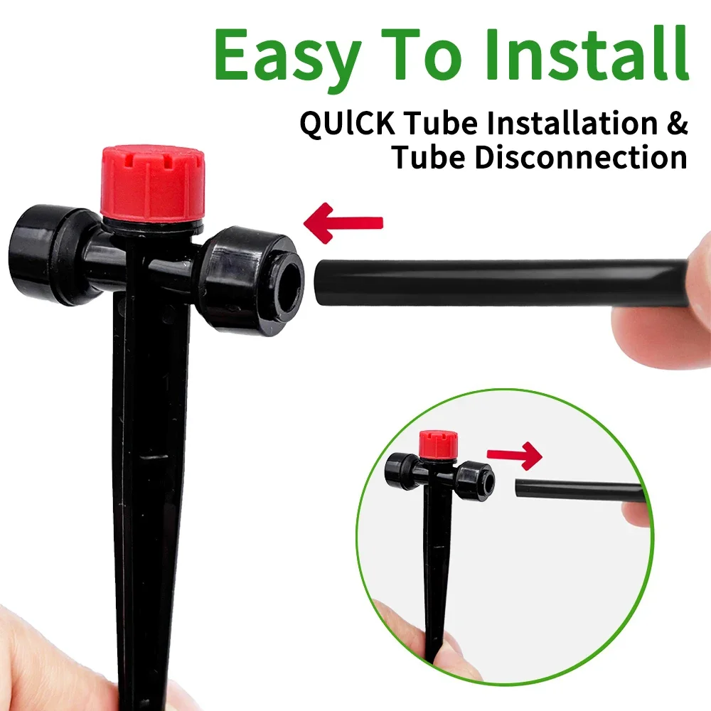 Push to Fit 360 Adjustable Drip Emitters Irrigation Sprinklers for 1/4 Inch Tubing Easy Installation Water Flow Drippers Plants