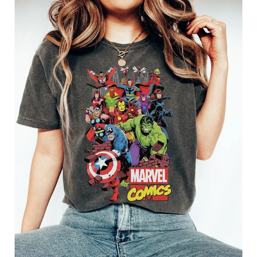 

Marvel Comic All Characters T-shirt Man Woman Teen Tee Avengers Team Fashion Comic Shirt Logo T-shirt Trip 2026 Cosplay Tops
