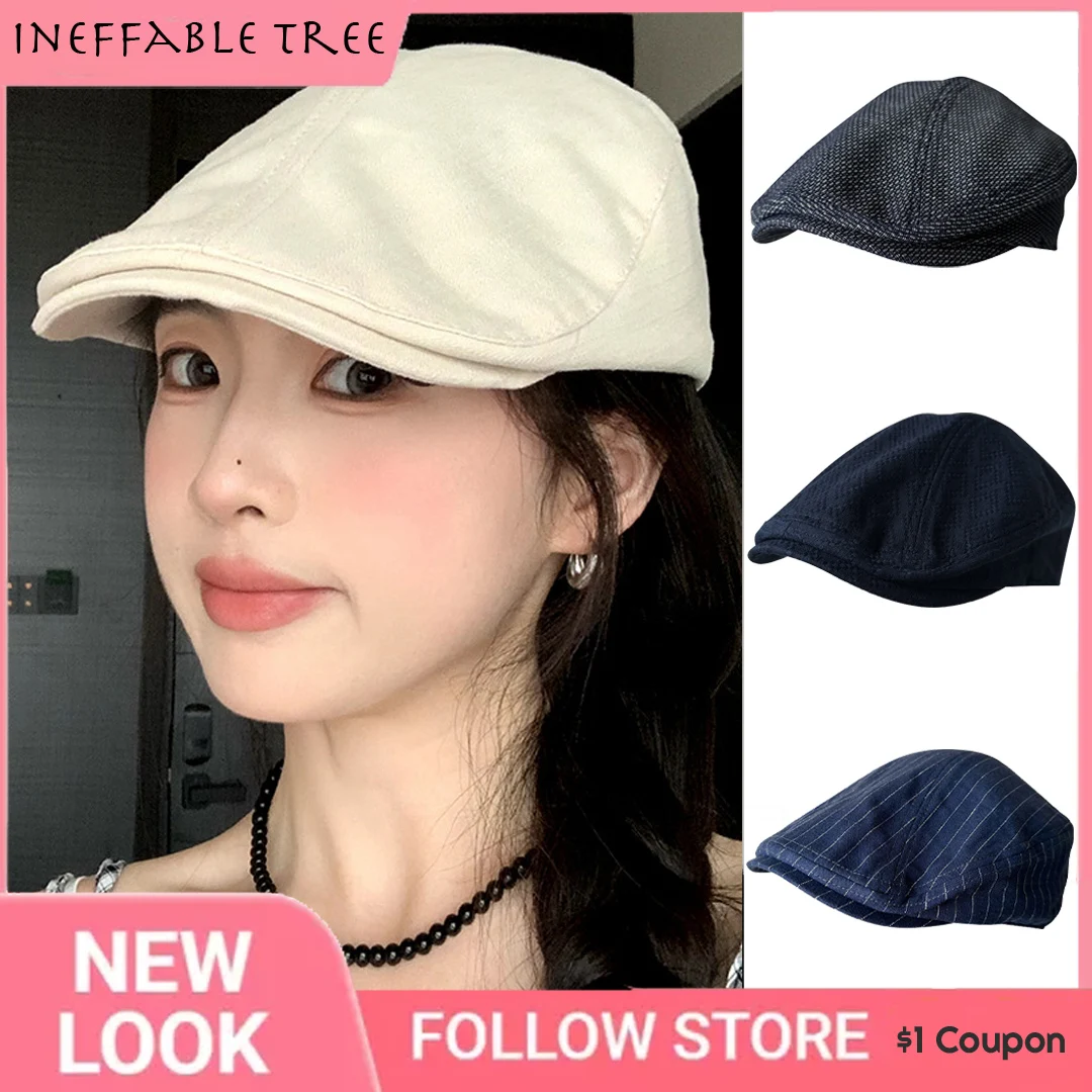 

S-XL Spring Summer Linen Newsboy Cap Breathable Militray Beret Men's Women Literary Retro Hat England Male Forward Hats Gorras