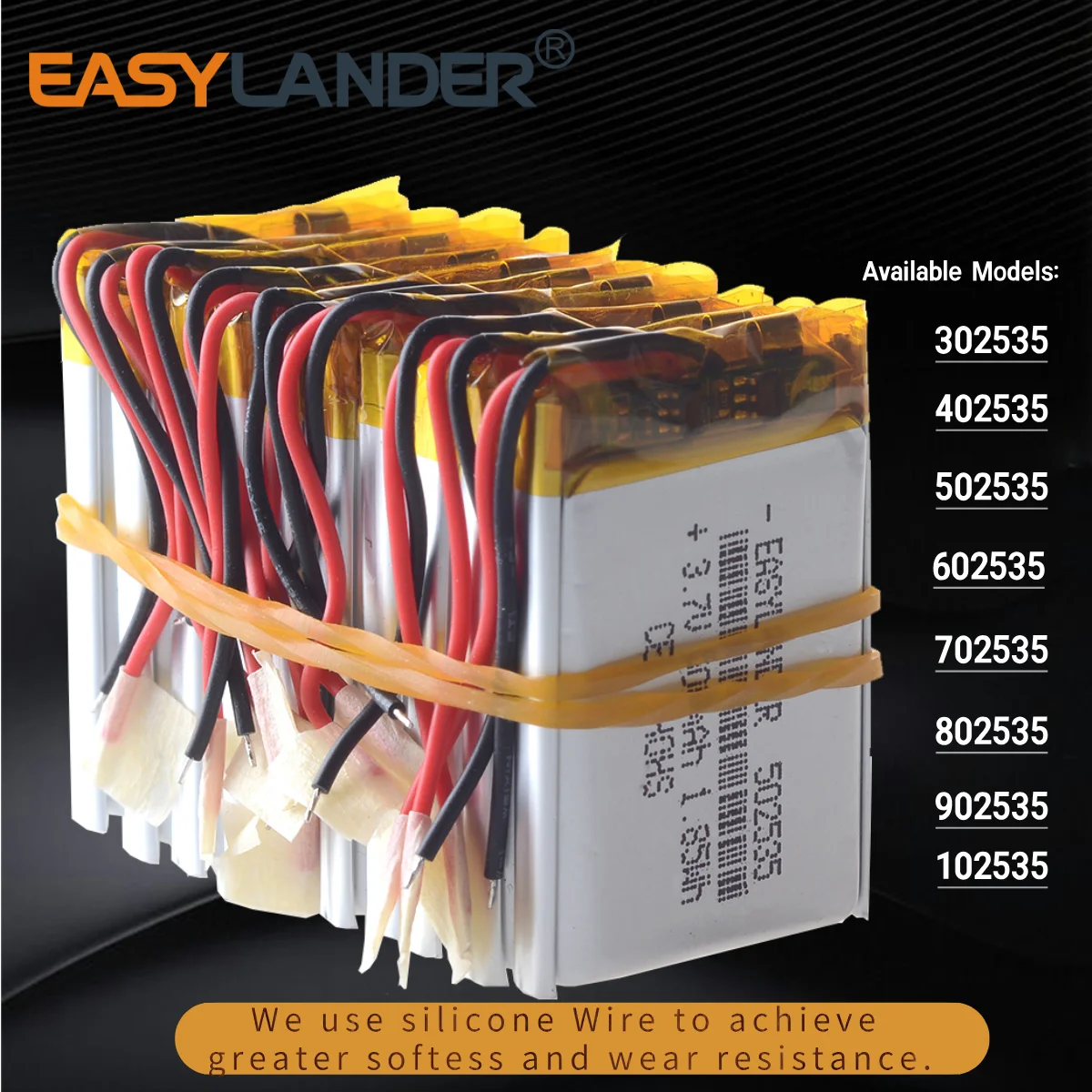 10pcs/Lot Silicone Wires 3.7V 500mAh  502535 li Polymer Li-ion Battery 302535 402535 602535 702535 802535 902535 102535 122535