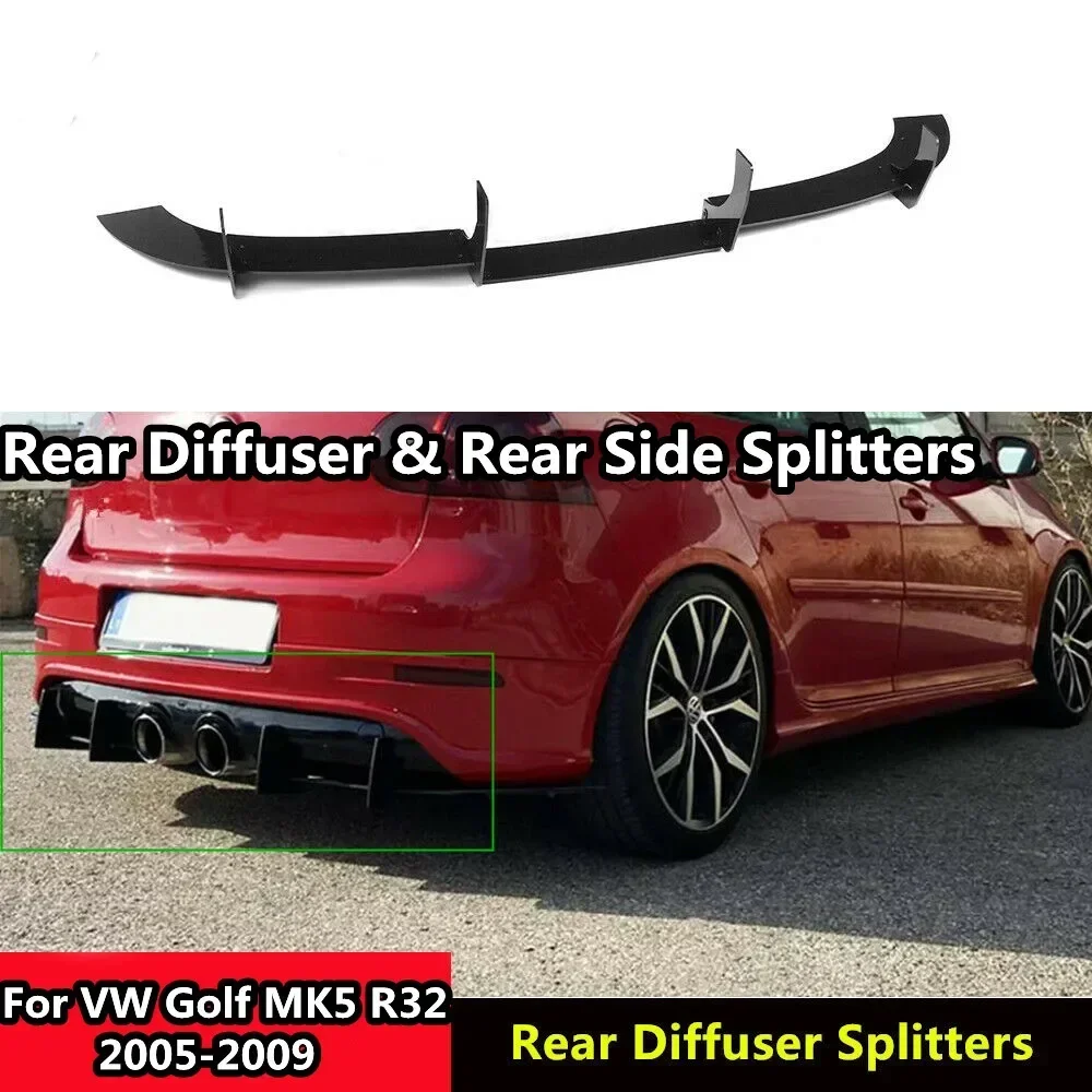 RM-CAR For Volkswagen For VW Golf 5 MK5 R32 2006 2007 2008 2009 Rear Bumper Lip Diffuser Spoiler Splitter Protector Car Styling