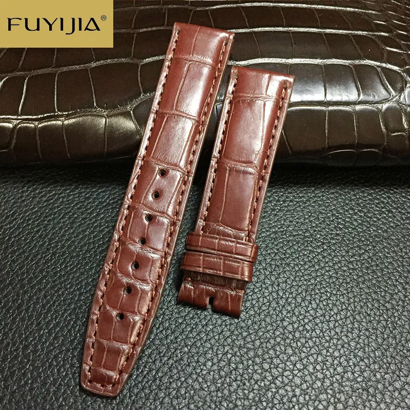 FUYIJIA Top Handmade Nile Crocodile Skin Watchbands Custom Substitute I-W-C P-ortofino Strap 18MM 20MM 22MM Genuine Leather Belt