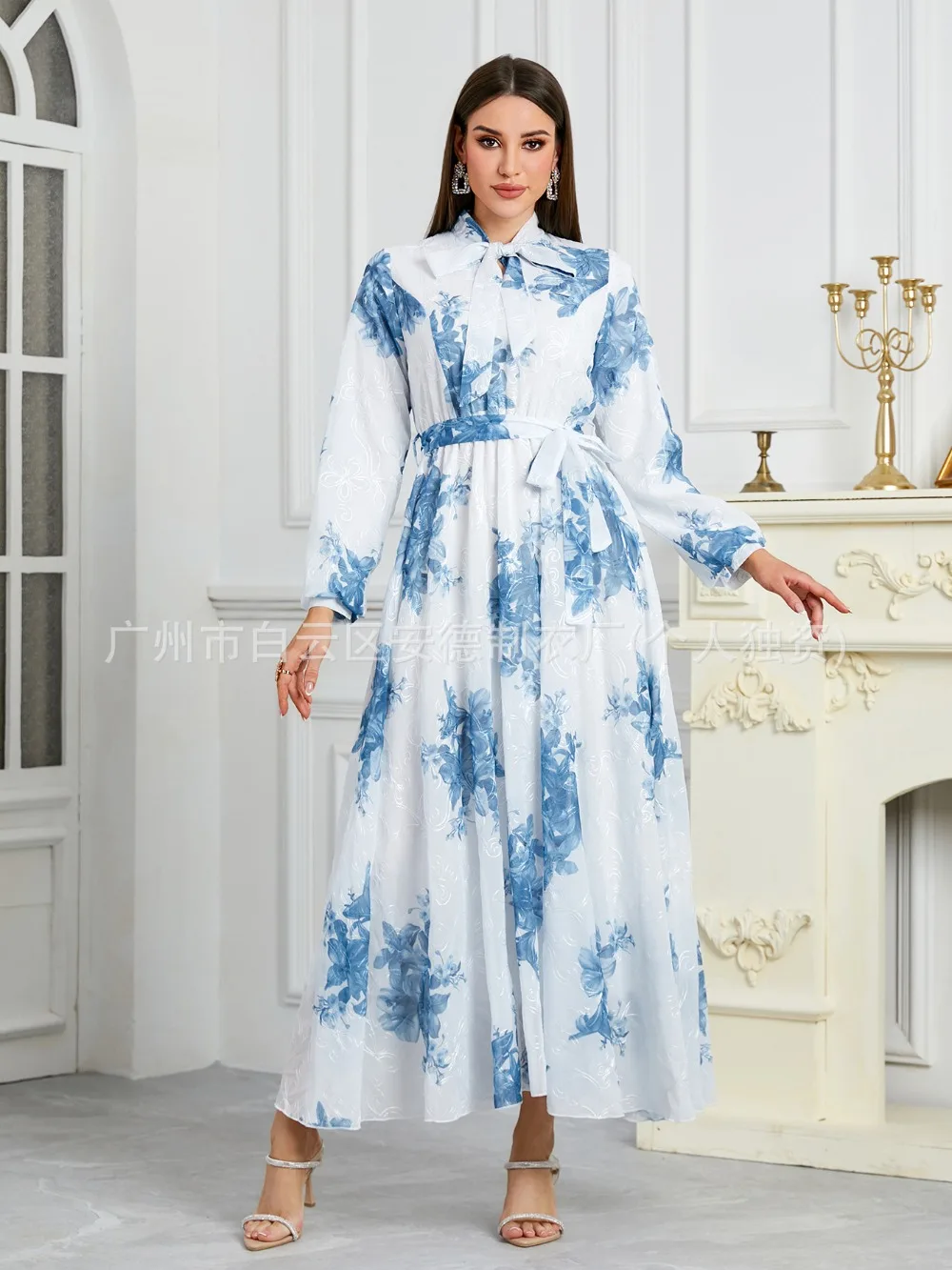 Vestido musulmán para mujer, Abaya de fiesta, Ramadán, Eid, estampado, Vestidos con cordones, vestido largo árabe, caftán marroquí de Dubái, Vestidos islámicos Jalabiya
