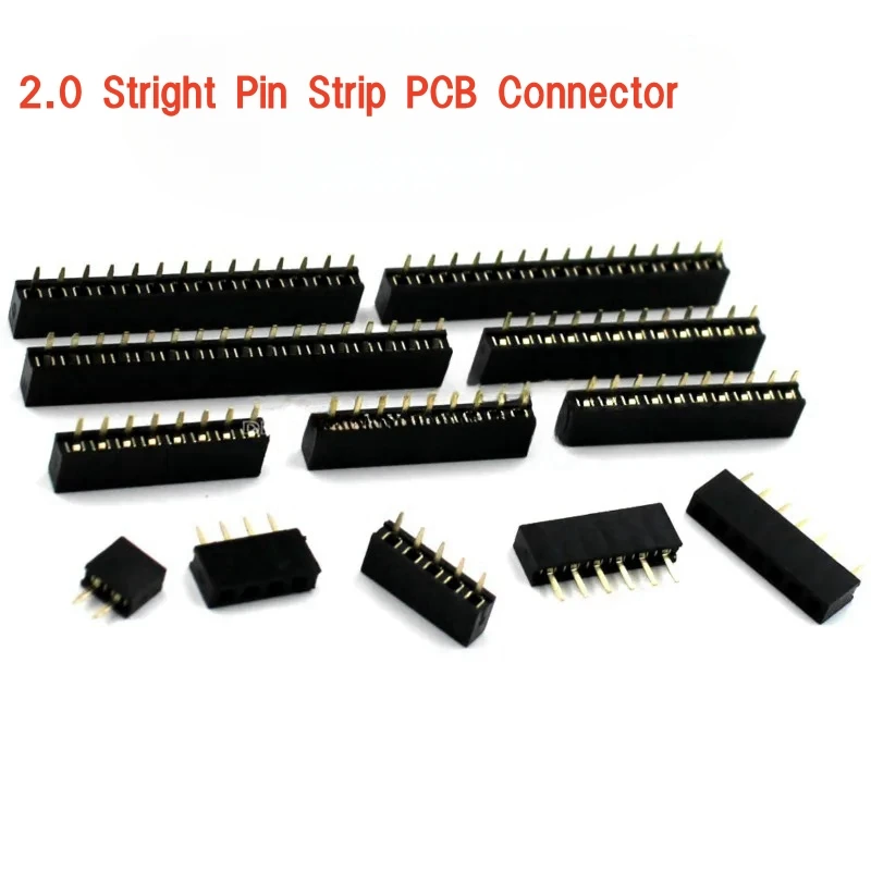 10PCS 2.0mm Female Single Row Pin Header 2/3/4/5/6/7/8/9/10/11/12/13/14/15/16/20/40P 2.0 Stright  Strip PCB Connector