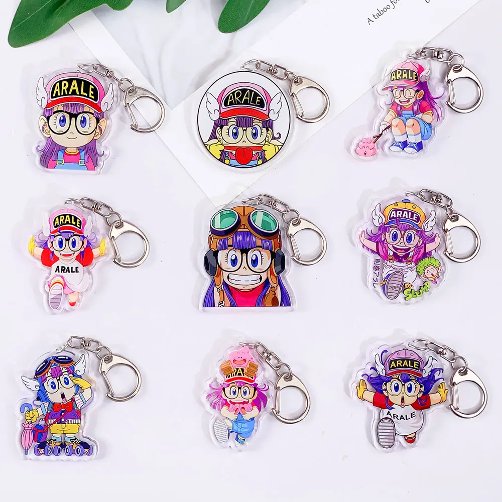 1/9 Piezas de Personajes de Anime Arale, Llavero Acrílico para Coche, Accesorios Lindos para Bolsos, Colgante Divertido para Mochilas, Regalos para Amigos