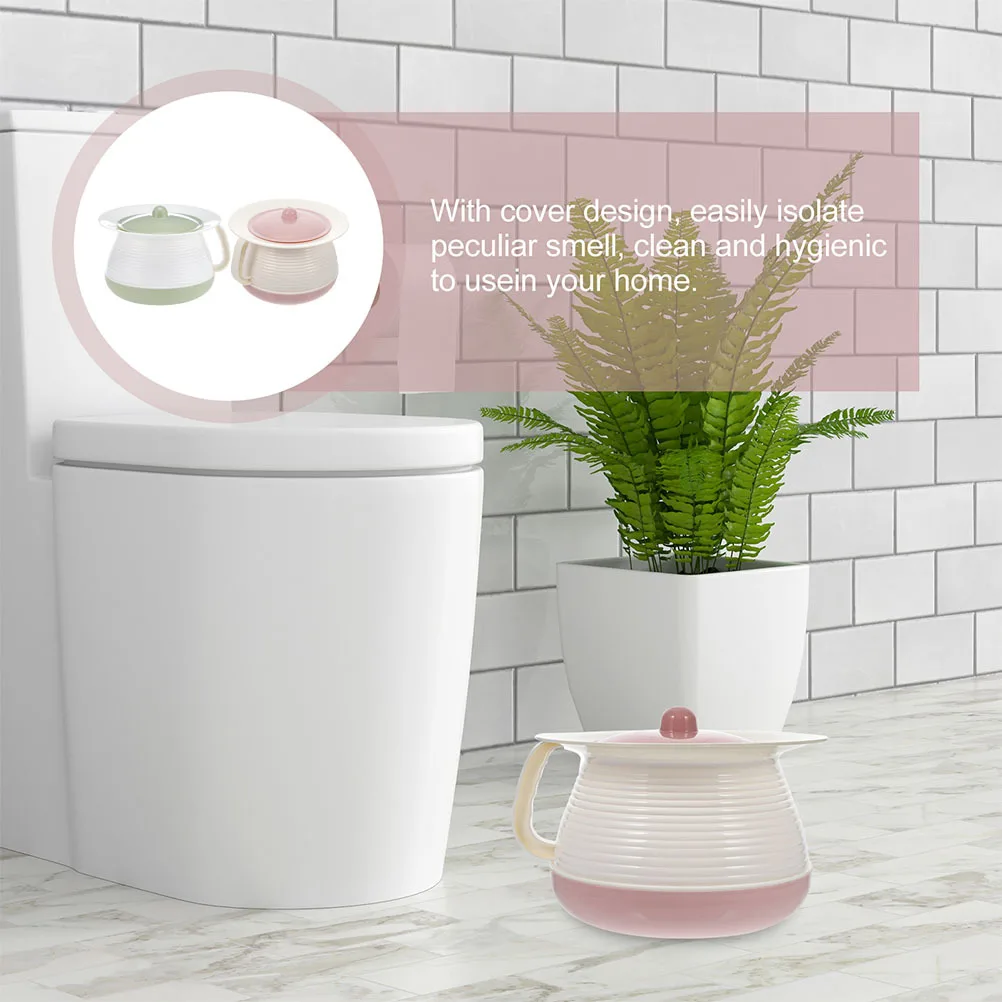 2 قطعة وعاء مبولة بلاستيكي سميك سطل غرفة محمول للاستخدام المنزلي للطفل البالغين خفيف الوزن ومتين