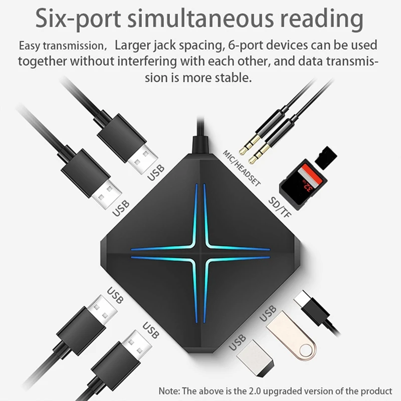 Estación de acoplamiento HUB USB 10 en 1, adaptador de Audio USB para PC, Windows, ordenadores portátiles, ordenadores de sobremesa, tarjeta de sonido estéreo con interfaz de 3,5 Mm