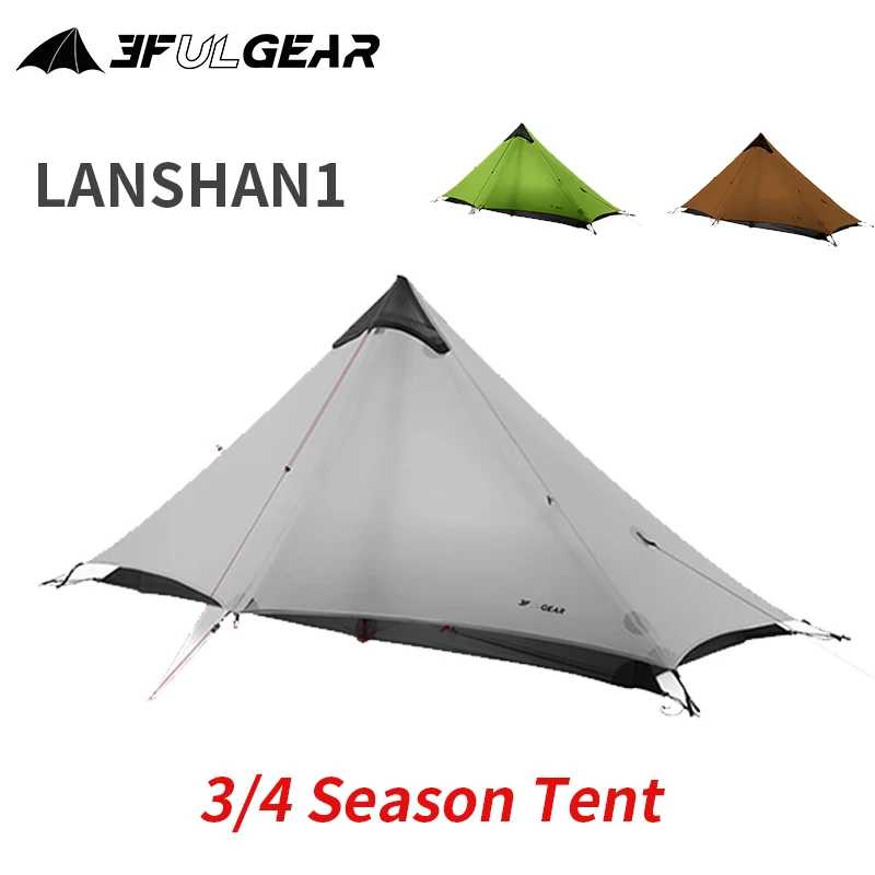 3F UL GEAR LANSHAN 1 CampingTent Ultralight Waterproof Pyramid Tent Outdoor Hiking 1 Person 15D Nylon 3/4 Season Tent Profession