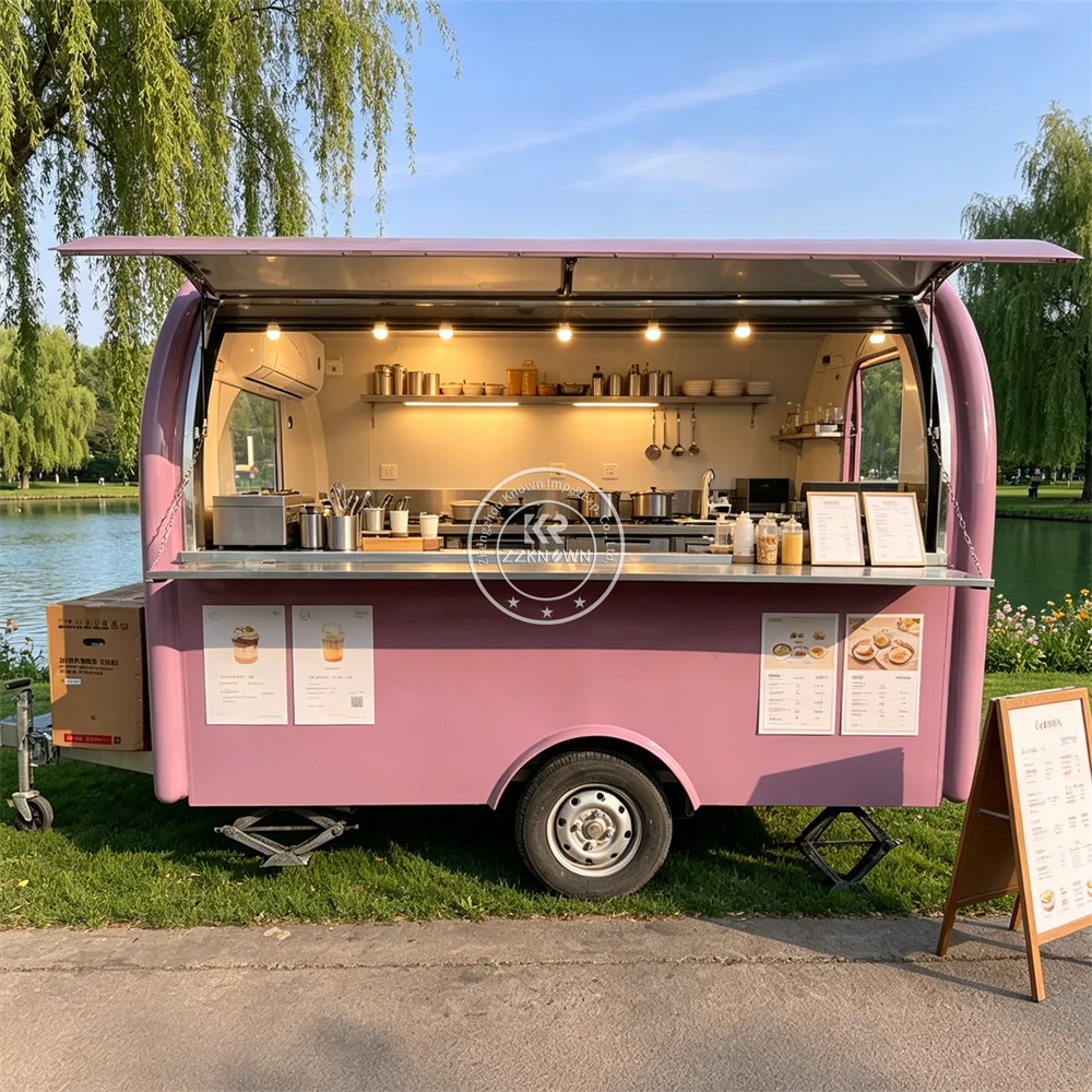 

Mobile Food Cart Concession Trailer Bubble Tea Pizza Food Truck Street Commercial Mobile Kitchen Trailer Fully Equipped Kitchen