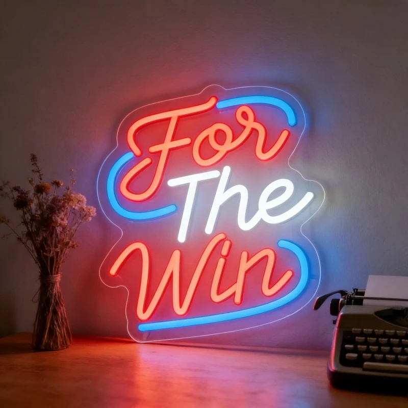 

Неоновая LED-вывеска For The Win с разноцветной подсветкой для игровой комнаты, домашнего бара, офиса – уникальный подарок для геймеров и любителей спорта