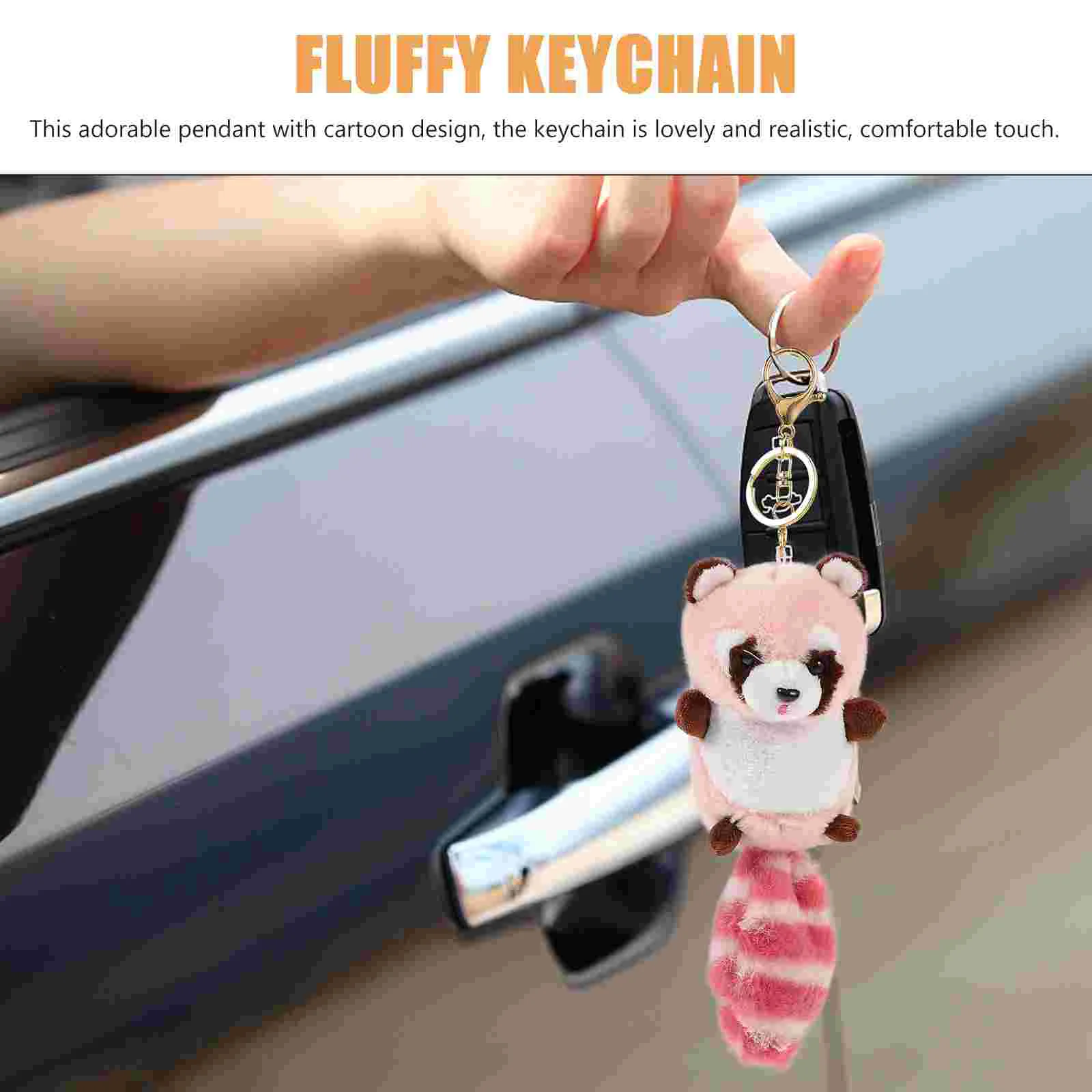 Red Panda Pendant Keychain Fob Cute Keychains for Women Bags Backpack Pp Cotton Decorative Car Ring Adorable Stuffed