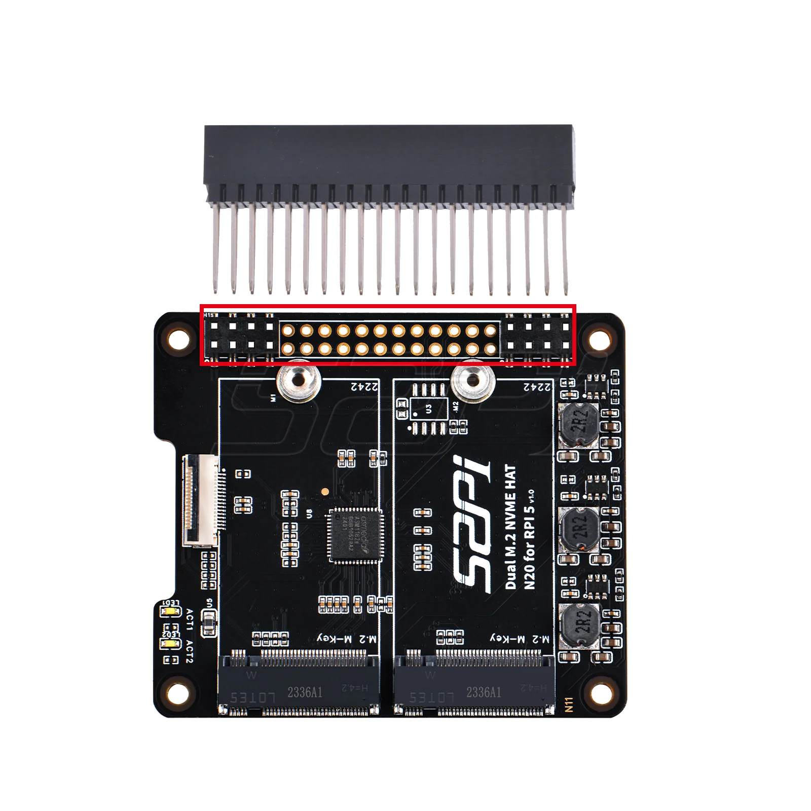 Imagem -04 - Placa Adaptadora de Extensão Nvme Hat Raspberry pi com Asm1182e 52pi 2242 Duplo 52pi