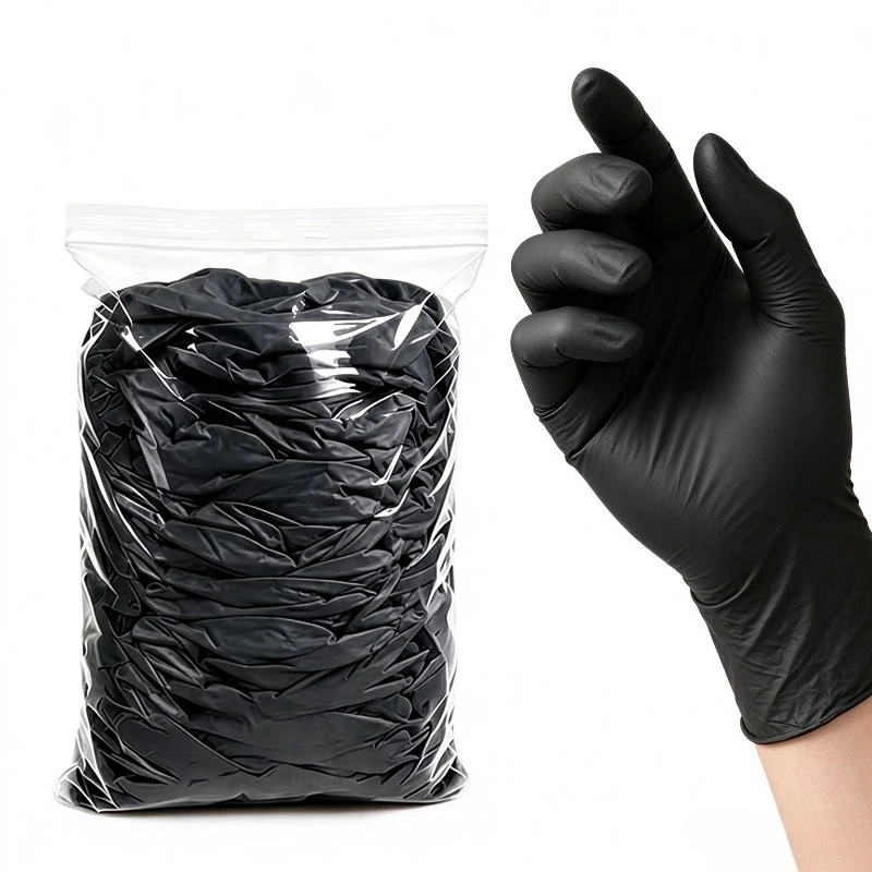 50PCS Black Nitrile Gloves Powder Free Disposable Gloves Latex Free Tattoo Beauty Salon Cleaning Work Household Purposeul Mti