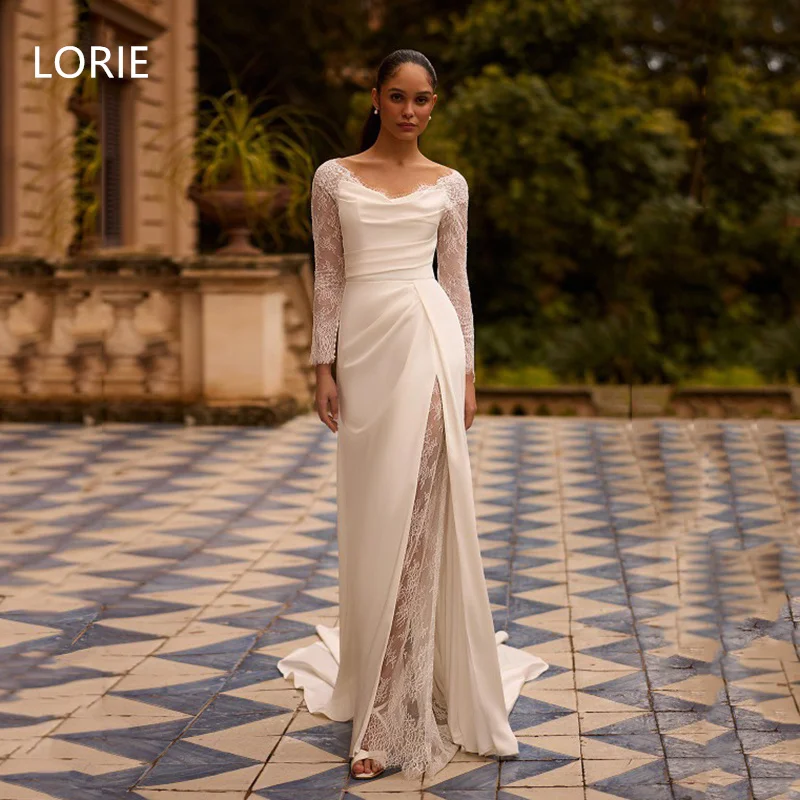 

LORIE Lace Applique A-line Elegant vestidos Side Split Wedding Dress Princess Bridal Gowns Backless Wedding Gown Customized 2025