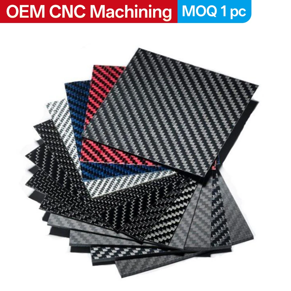 Colored 3K Carbon Fiber Sheet Plate 1-10mm Thickness OEM CNC Machining Cutting Custom Carbon Fiber Board MOQ 1pc Multiple Colors