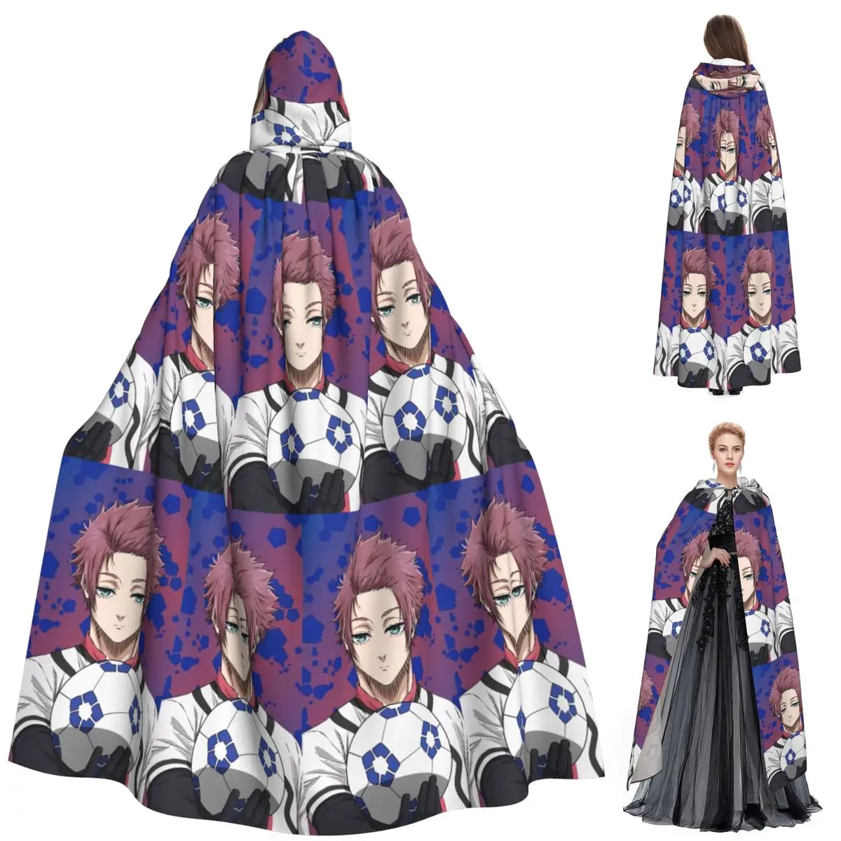 

Itoshi Sae Blue Lock мультфильм аниме длинный плащ с капюшоном ведьма средневековый костюм косплей накидка Хэллоуин вампир взрослый унисекс
