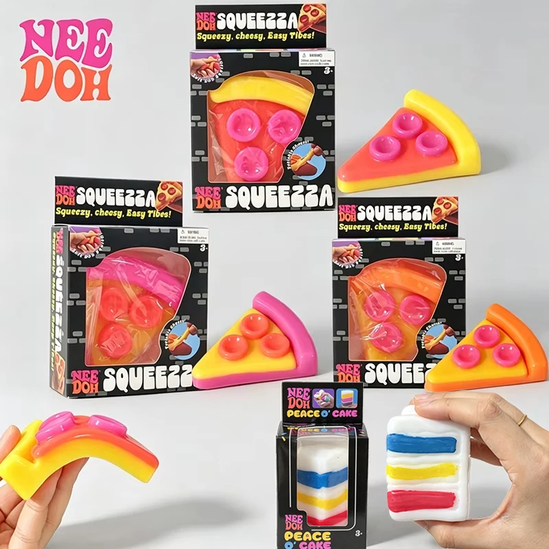 Needoh Multi Layer Rainbow Cake Pizza Slice Food Fidget Toy Safety Colorful Anxiety Relief Autism ADHD Focus Toy for Adults Gift