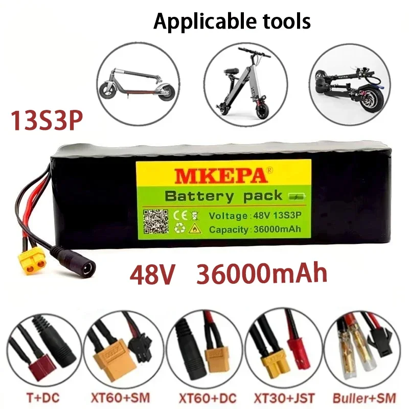 

48V New 18650 36Ah 500W 13S3P DC/T Lithium Ion Battery Pack Suitable for 36000mAh motors with BMS 18650 lithium battery