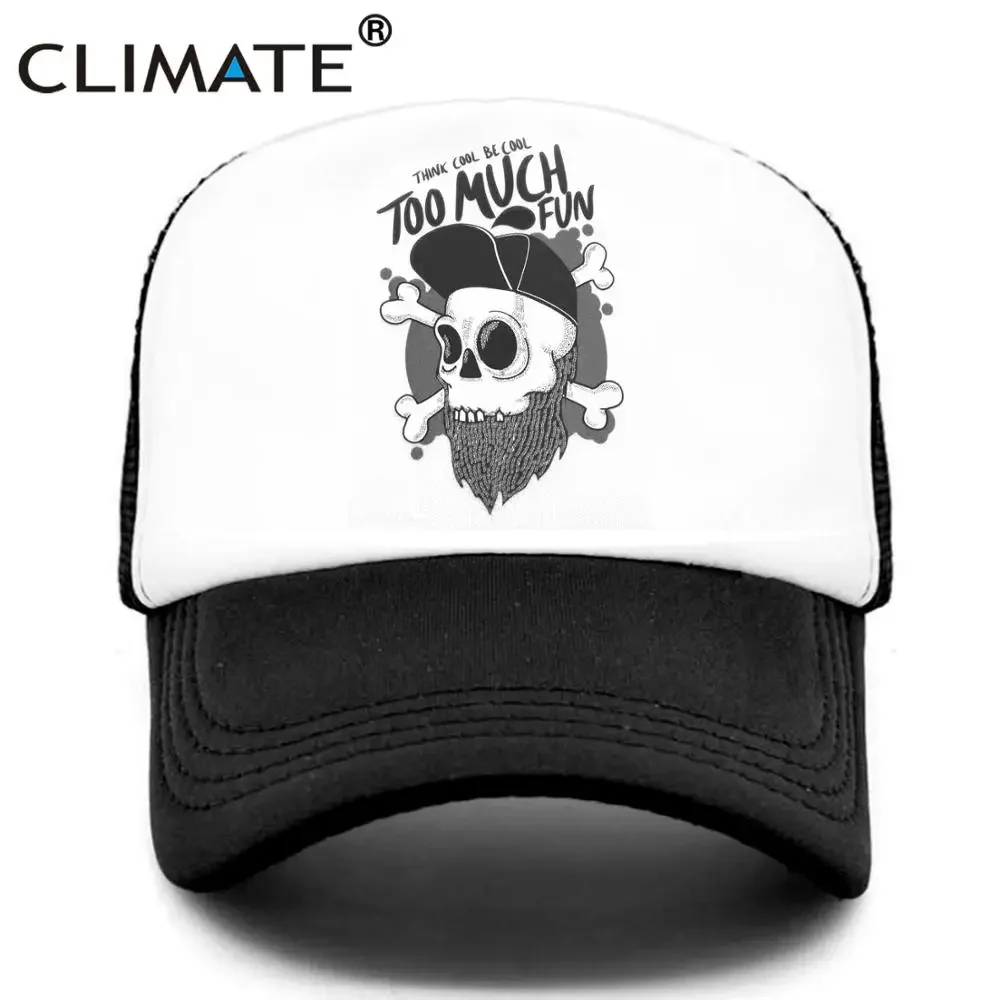 CLIMATE  Hiphop Trucker Cap Youth Funny Skeleton RUDE Cap Hip Hop Hiphop Street Culture Cap Too Much Cool Skulls Summer Mesh Cap