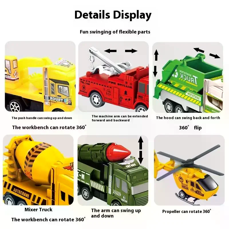 4/6 pezzi tirare indietro veicoli di ingegneria ragazzi giocattoli per bambini auto giocattolo inerzia modelli di camion servizi igienico-sanitari per bambini regali ideali
