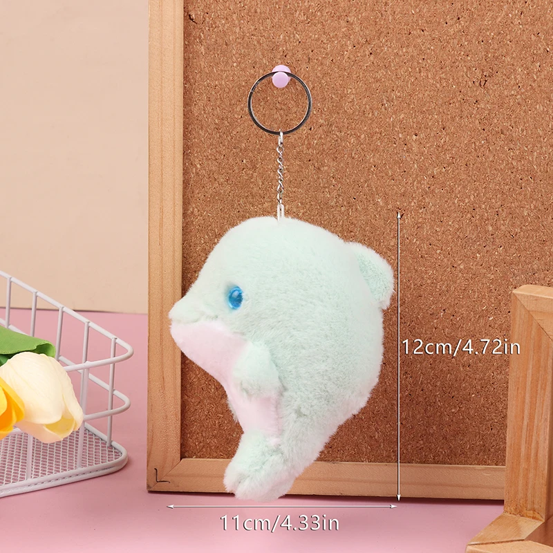 Kawaii 돌고래 플러시 장난감 만화 박제 동물 키 체인 사랑스러운 플러시 인형 키 홀더 배낭 펜던트 아이 선물