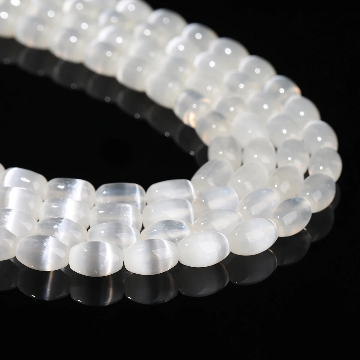 5A Natural Gypsum Stone Rice Shape Beads Smooth Loose Spacer Selenite Bead for Jewelry Making DIY Bracelet Necklace Accessory - view 5