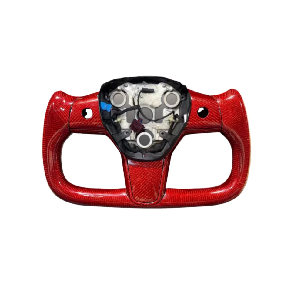 Customize Multi Color Sports Leather Carbon Fiber Steering Wheel For Tesla Model 3 Model Y Racing Steering Wheel